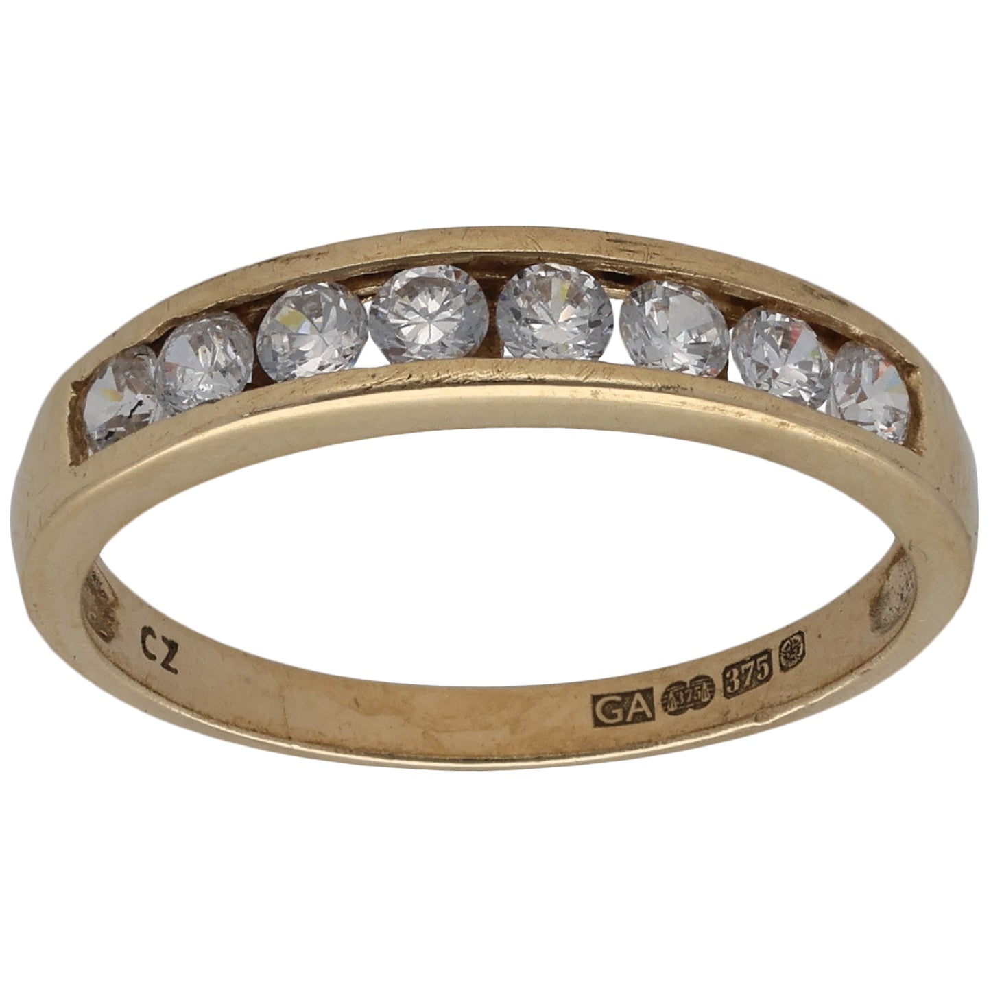 9ct Gold Cubic Zirconia Half Eternity Ring Size P