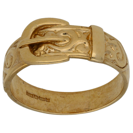 9ct Gold Buckle Ring Size O