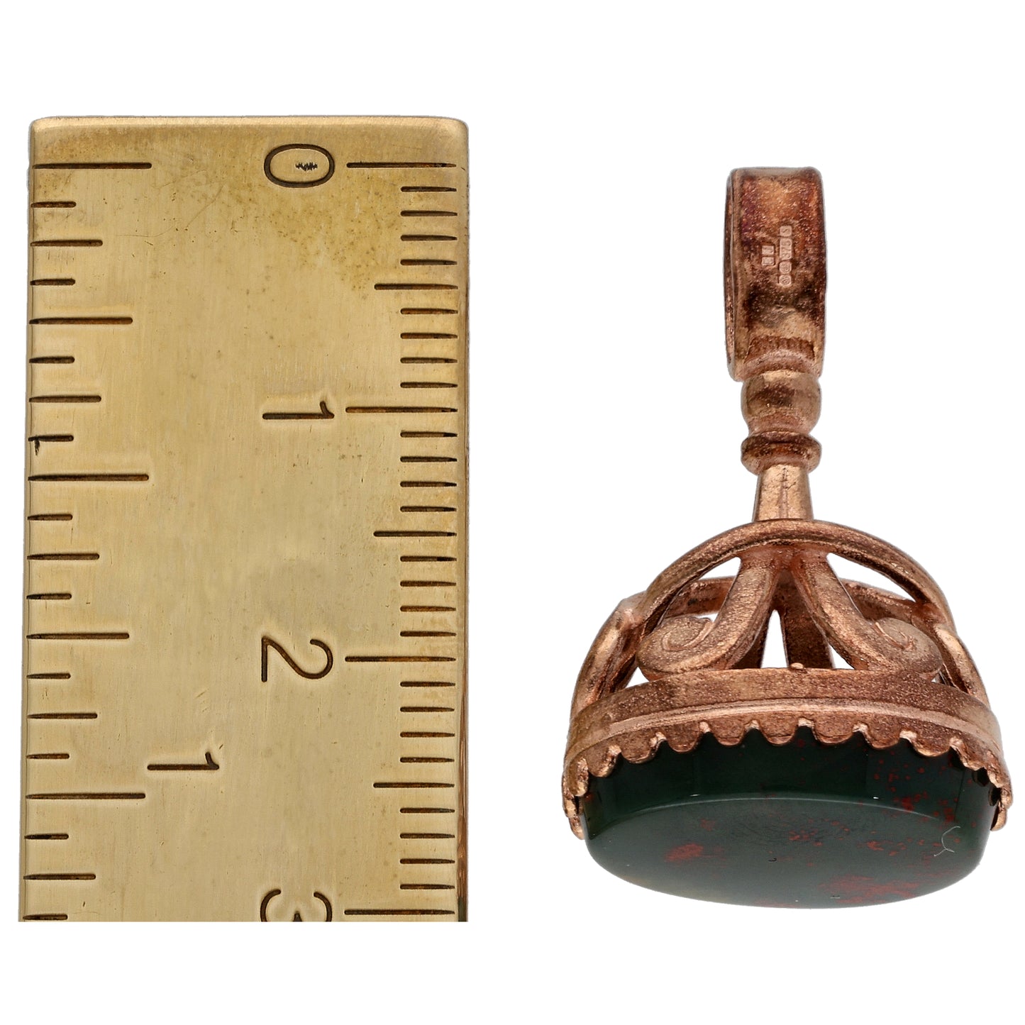 9ct Rose Gold Bloodstone Single Stone Pendant