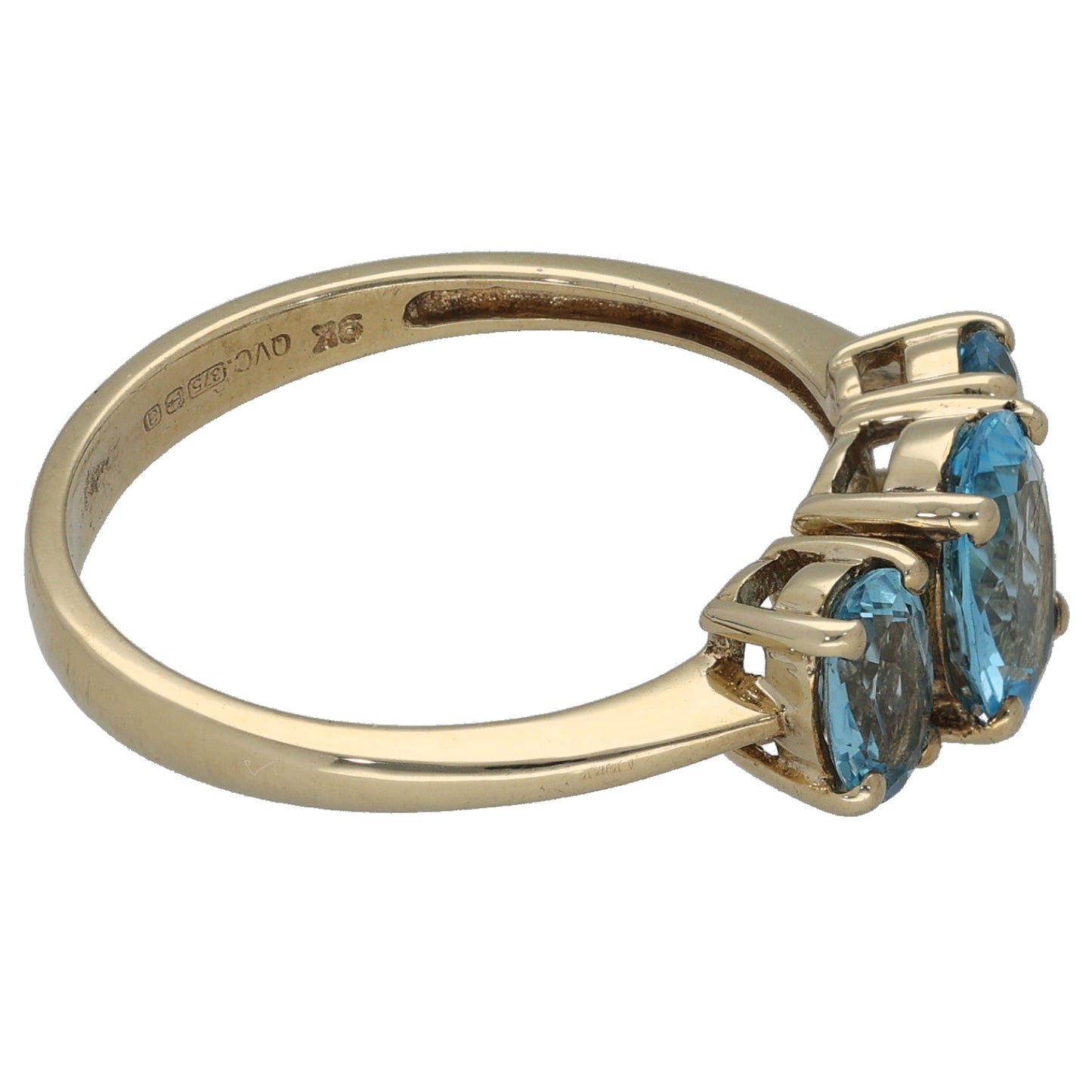 9ct Gold Topaz Trilogy Ring Size Q