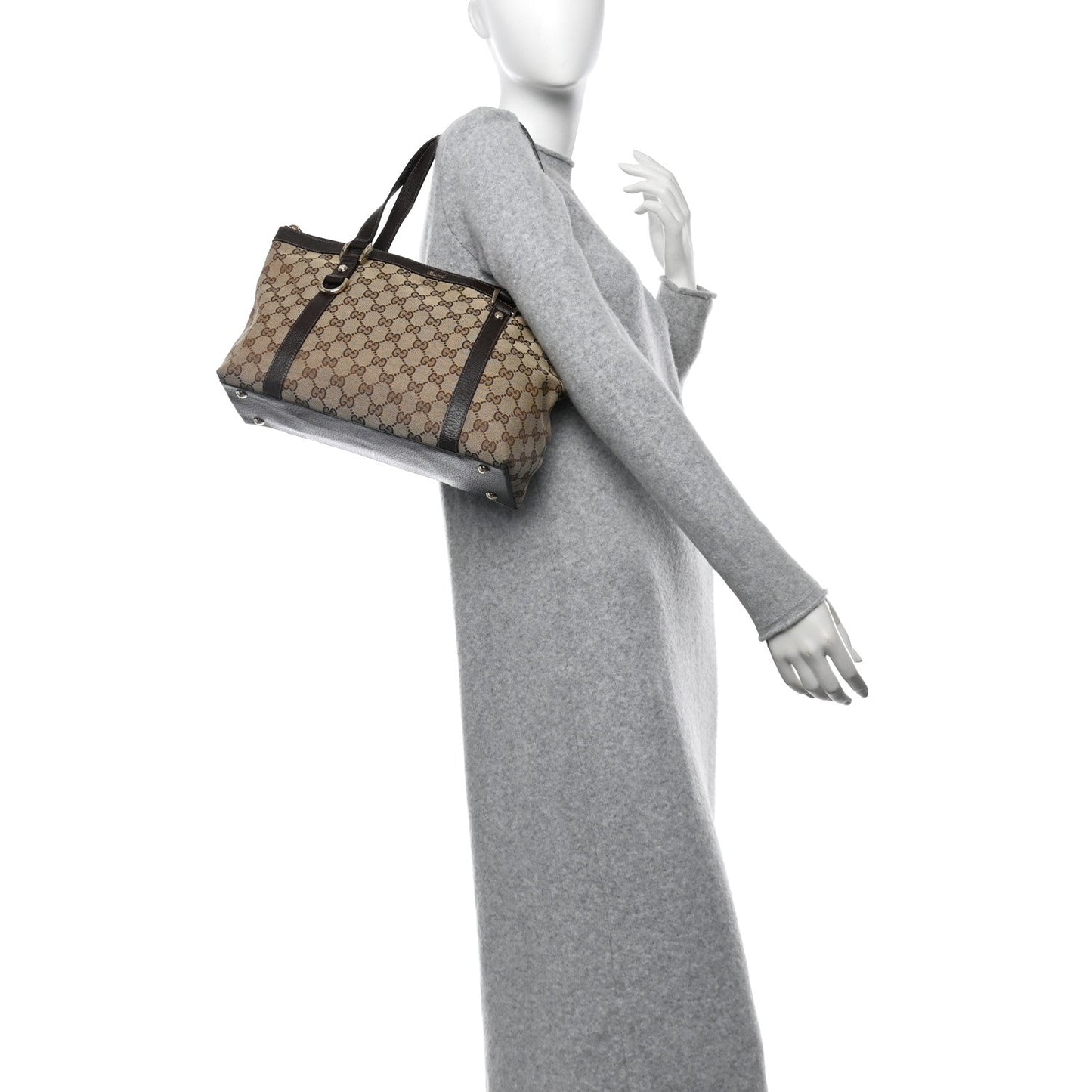 Gucci Abbey Tote D-Ring GG Canvas Bag - Brown
