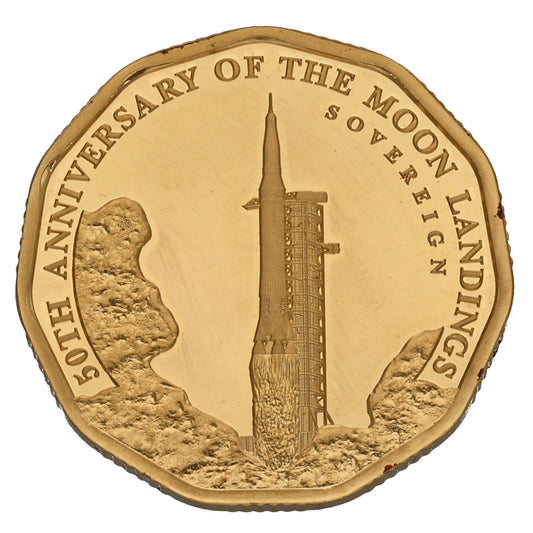 22ct Gold 50th Anniversary Of The Moon Landing Full Sovereign Coin 2019