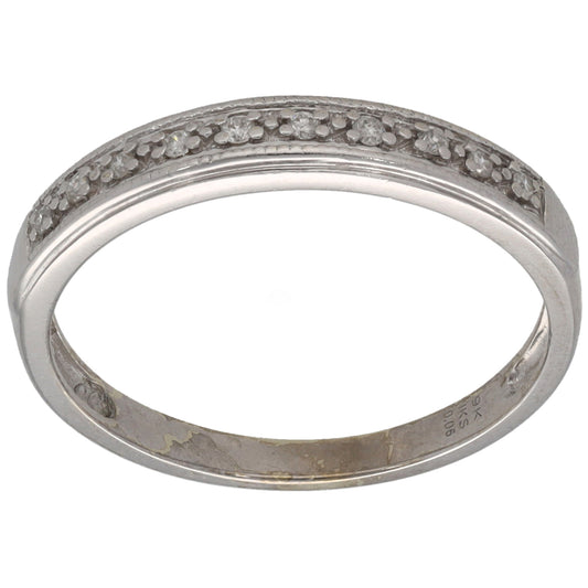 9ct White Gold 0.06ct Diamond Half Eternity Ring Size N