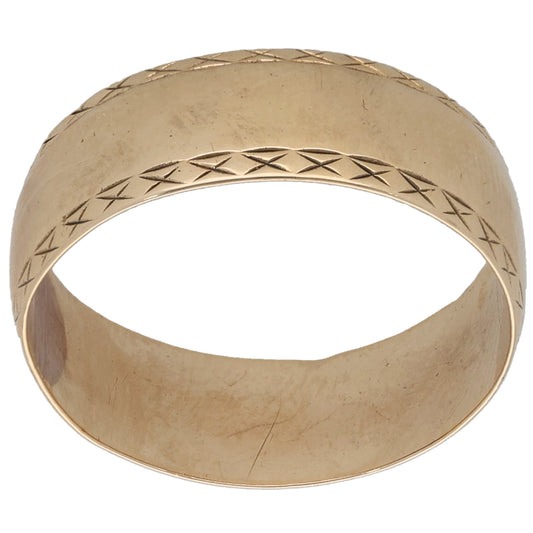 9ct Gold Patterned Wedding Ring Size W