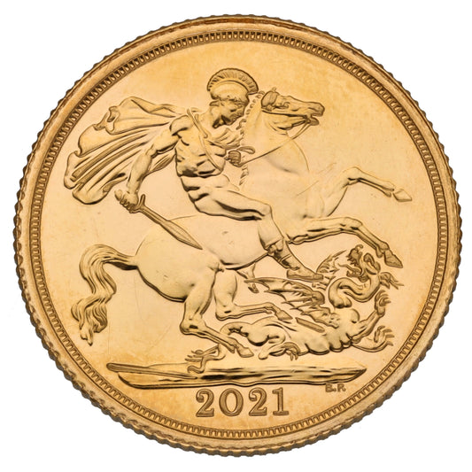 22ct Gold Queen Elizabeth II Date Stamp Full Sovereign Coin 2021