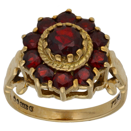 9ct Gold Garnet Dress/Cocktail Ring Size O