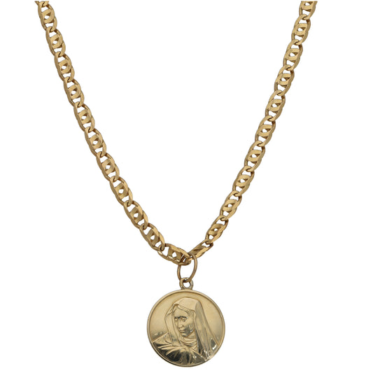 9ct Gold Mary Pendant With Chain