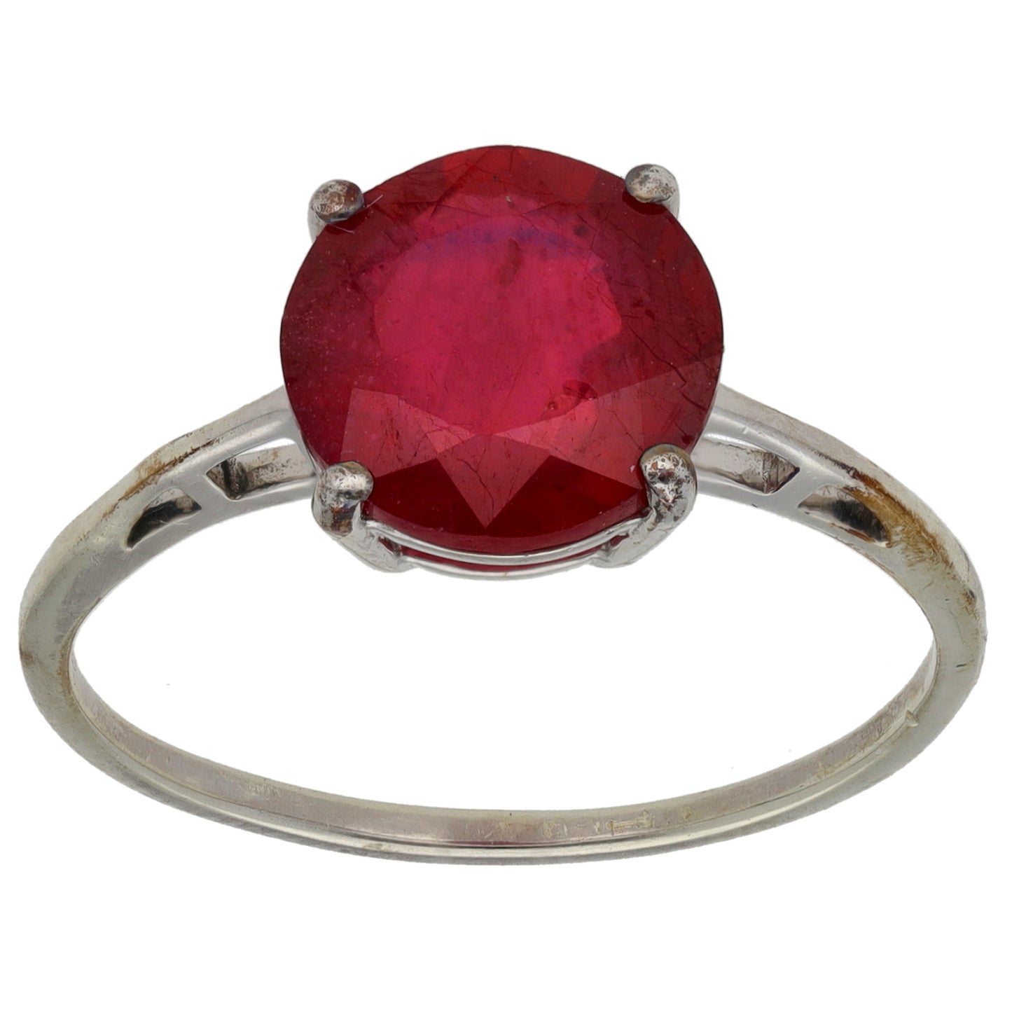 9ct White Gold Ruby Single Stone Ring Size U