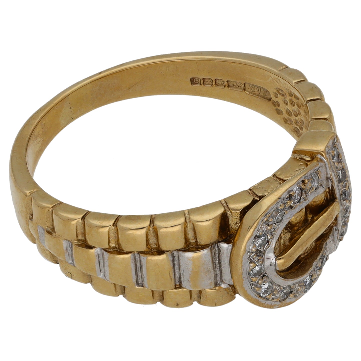 9ct Gold 0.14ct Diamond Buckle Ring Size X