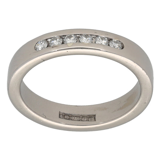 9ct White Gold 0.30ct Diamond Half Eternity Ring Size R