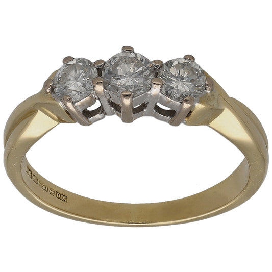 18ct Gold 0.45ct Diamond Trilogy Ring Size K