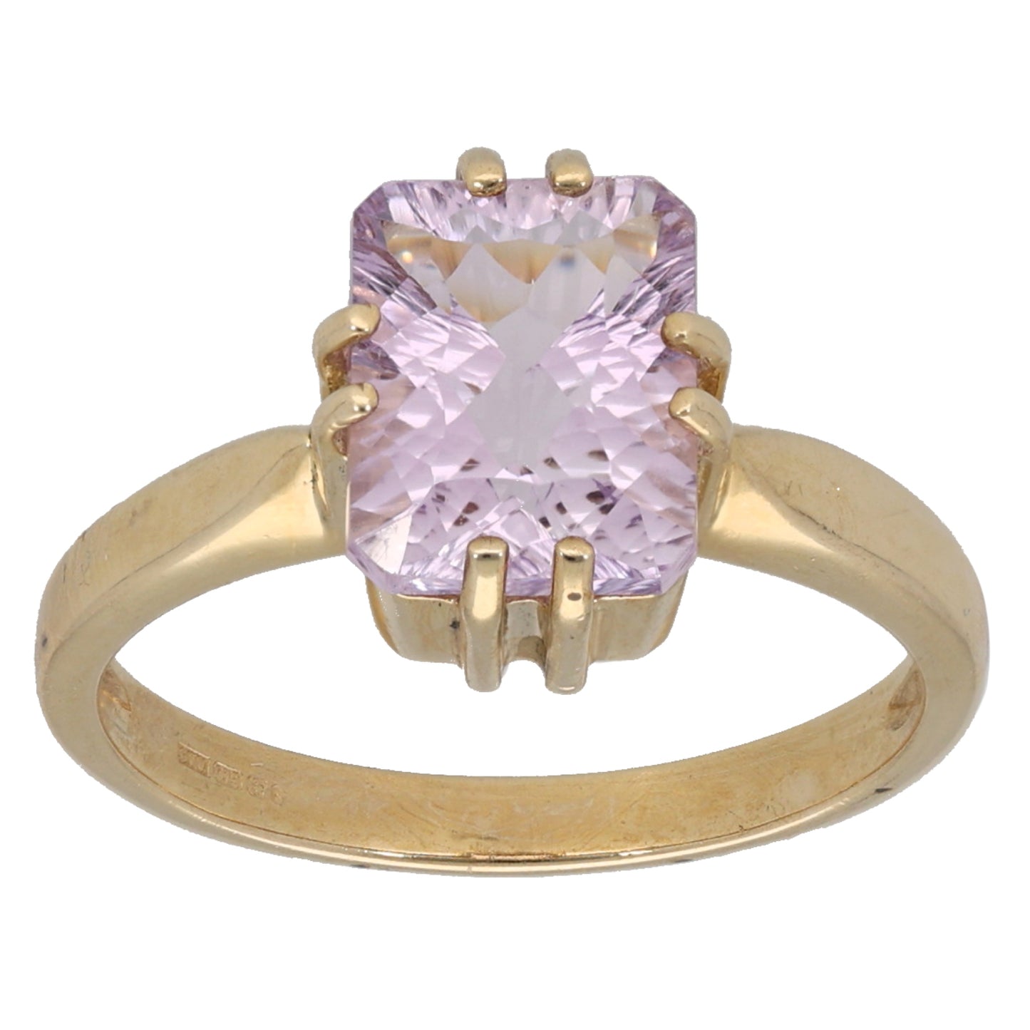 9ct Gold Amethyst Single Stone Ring Size N