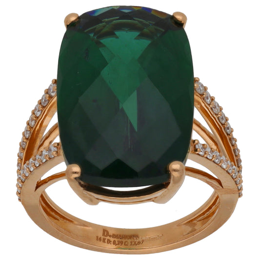14ct Gold 0.39ct Diamond & Quartz Dress/Cocktail Ring Size M