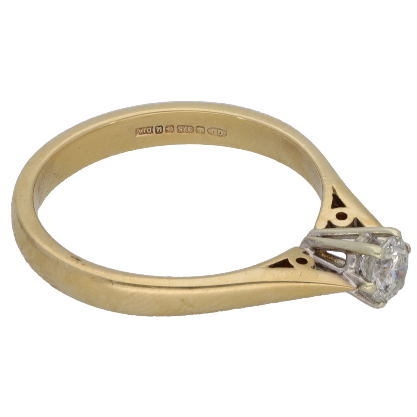 9ct Gold 0.25ct Diamond Solitaire Ring Size N