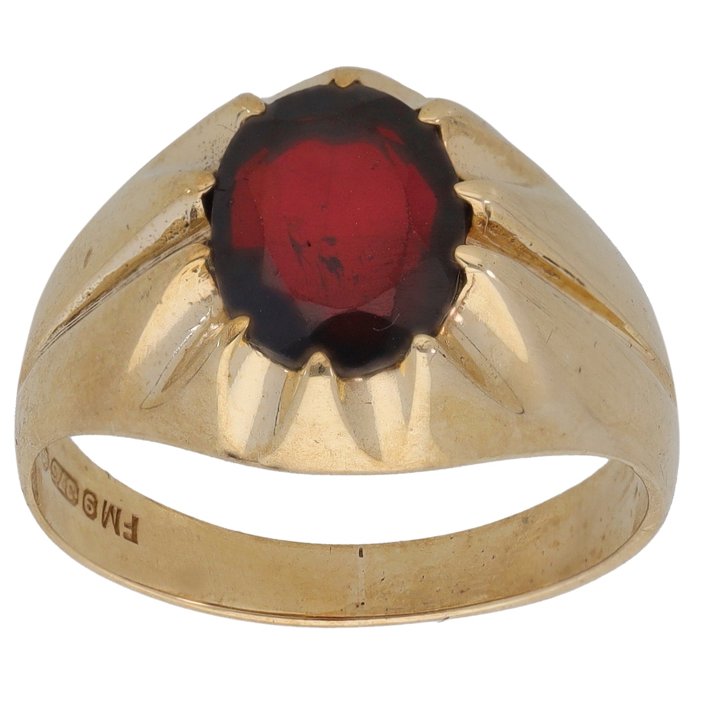 9ct Gold Garnet Single Stone Ring Size M