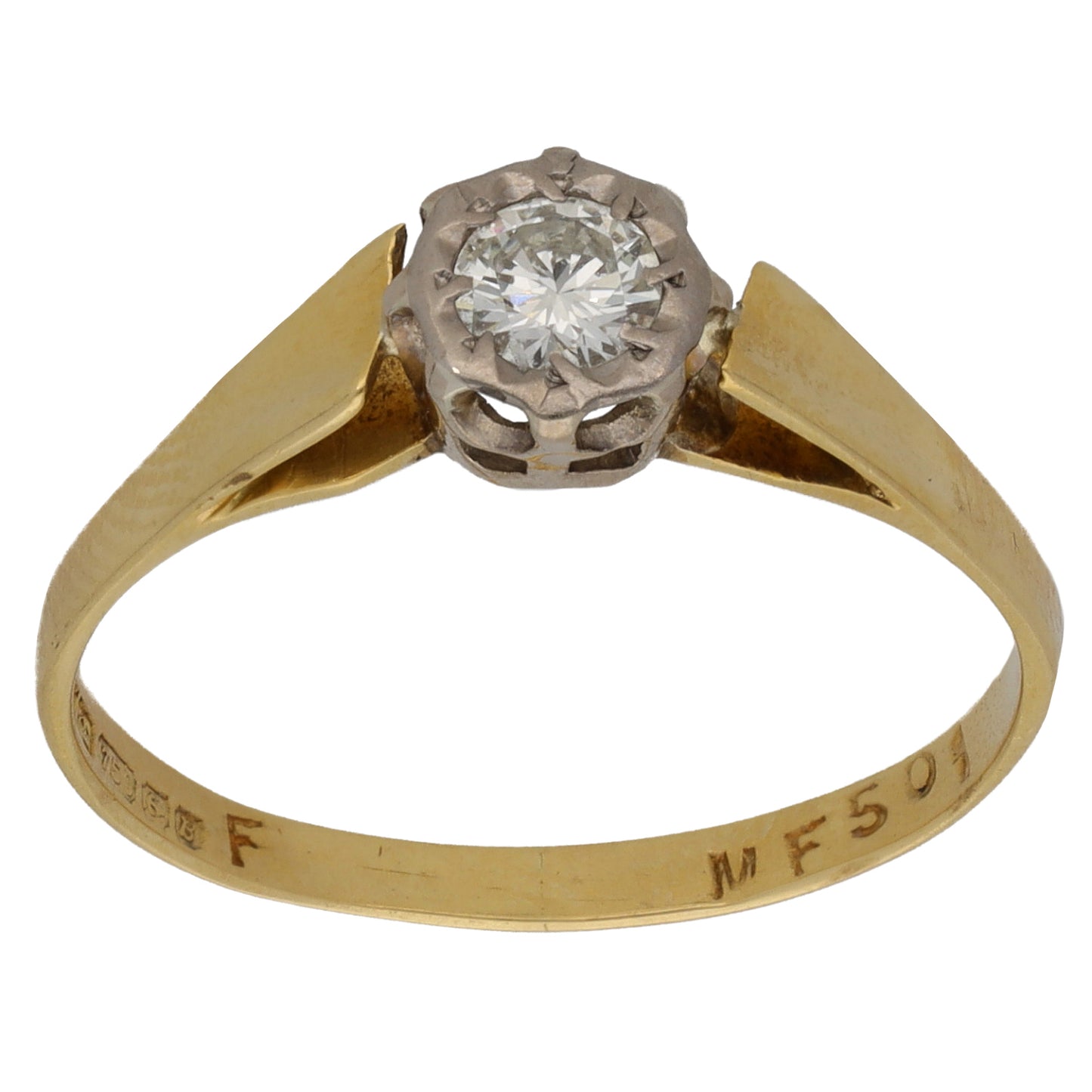 9ct Gold 0.25ct Diamond Solitaire Ring Size Q