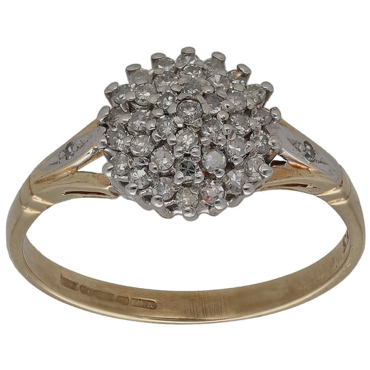 9ct gold diamond cluster ring with round stone cluster