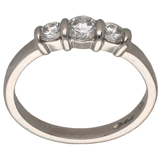 Platinum 0.49ct Diamond Trilogy Ring Size L
