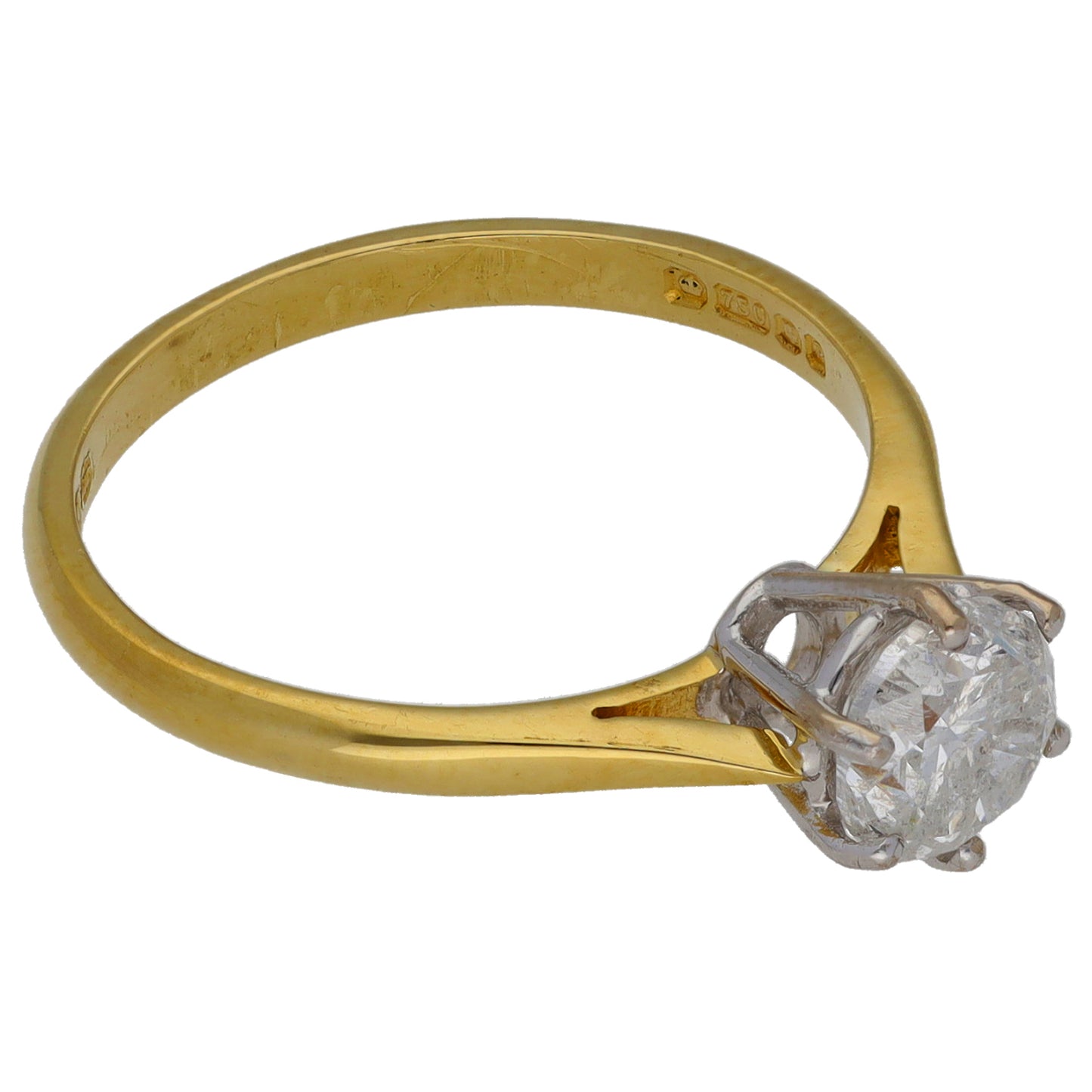 18ct Gold 0.96ct Diamond Solitaire Ring Size O
