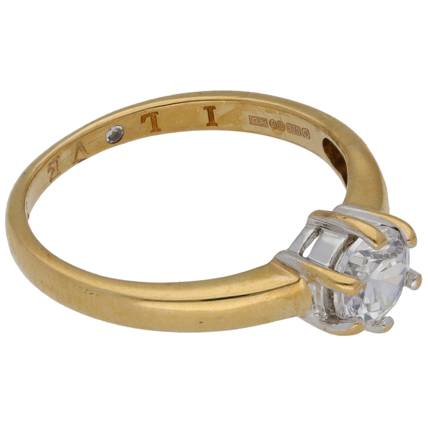 9ct Gold Cubic Zirconia Single Stone Ring Size Q