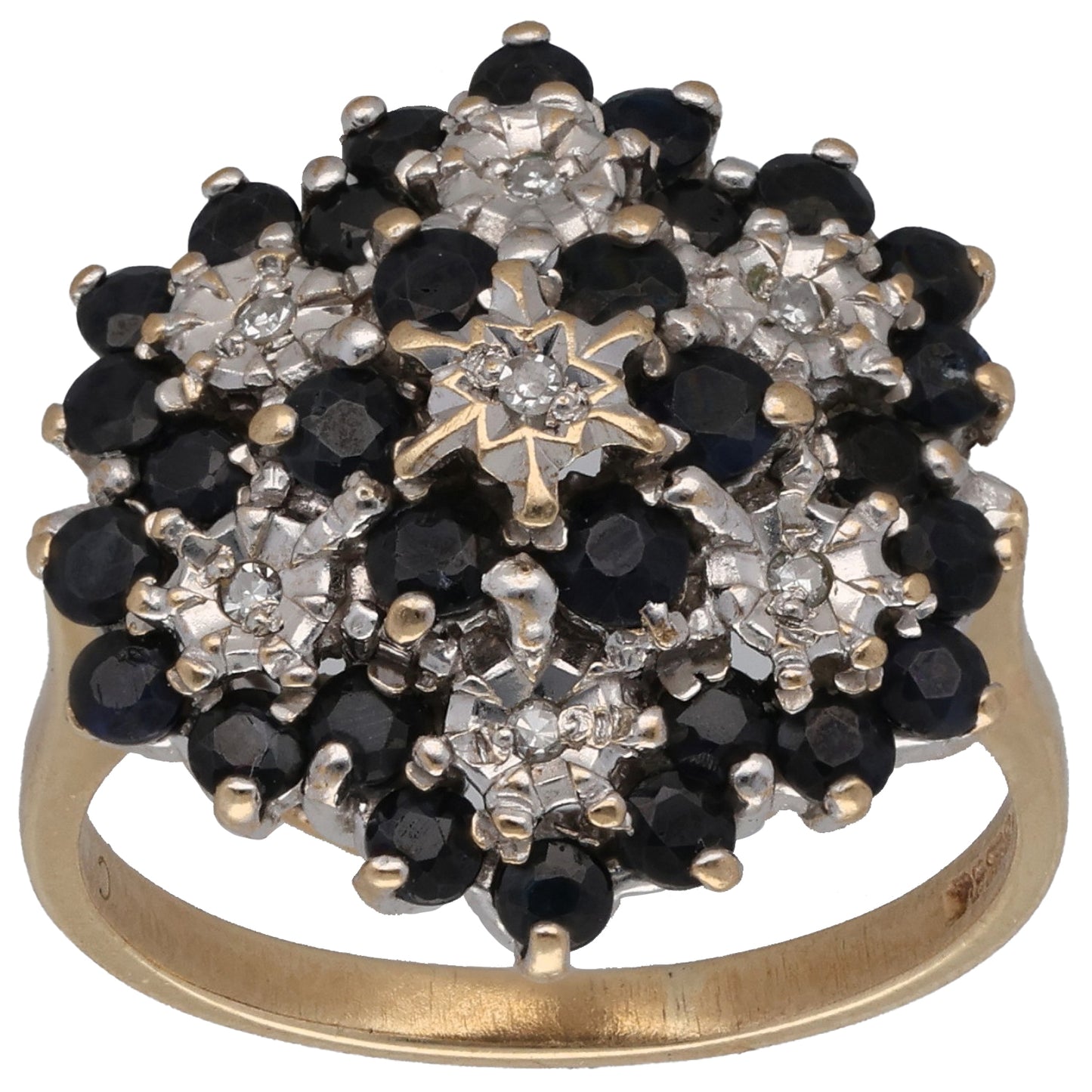 9ct Gold Sapphire & 0.035ct Diamond Dress/Cocktail Ring Size K