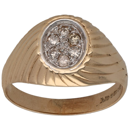 9ct Gold 0.12ct Diamond Signet Ring Size Q