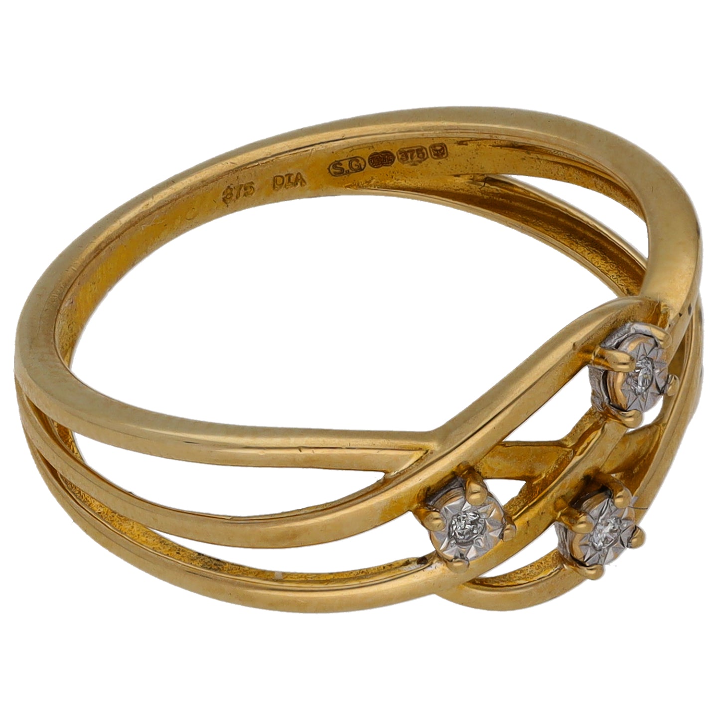 9ct Gold 0.03ct Diamond Alternative Ring Size M