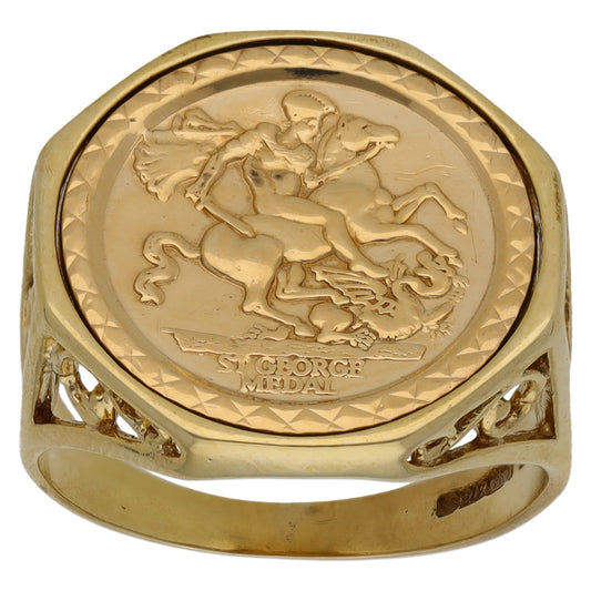 9ct Gold St George Ring Size O
