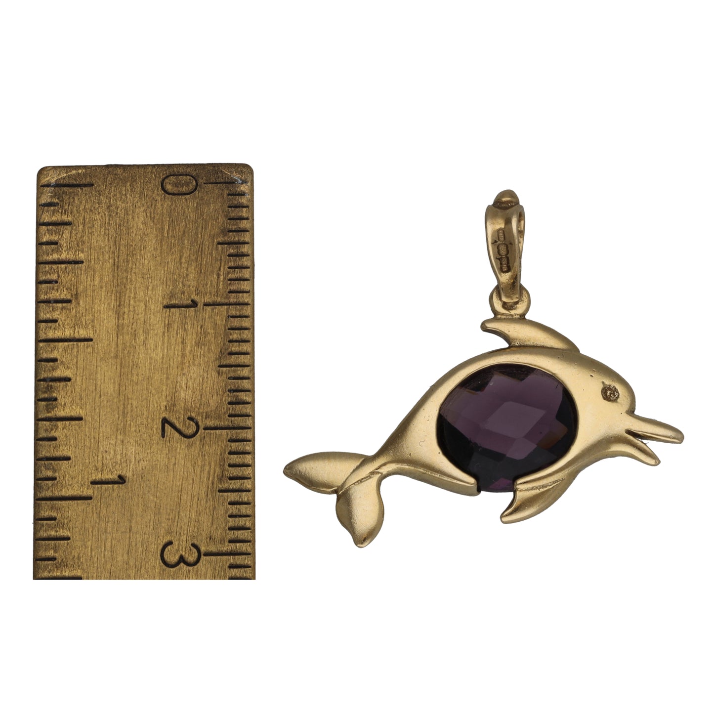 9ct Gold Garnet Dolphin Pendant