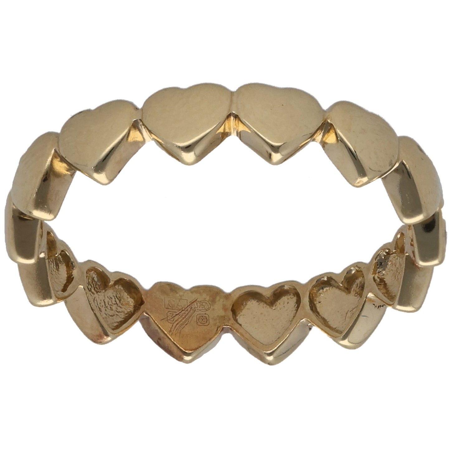 9ct Gold Hearts Ring Size Q