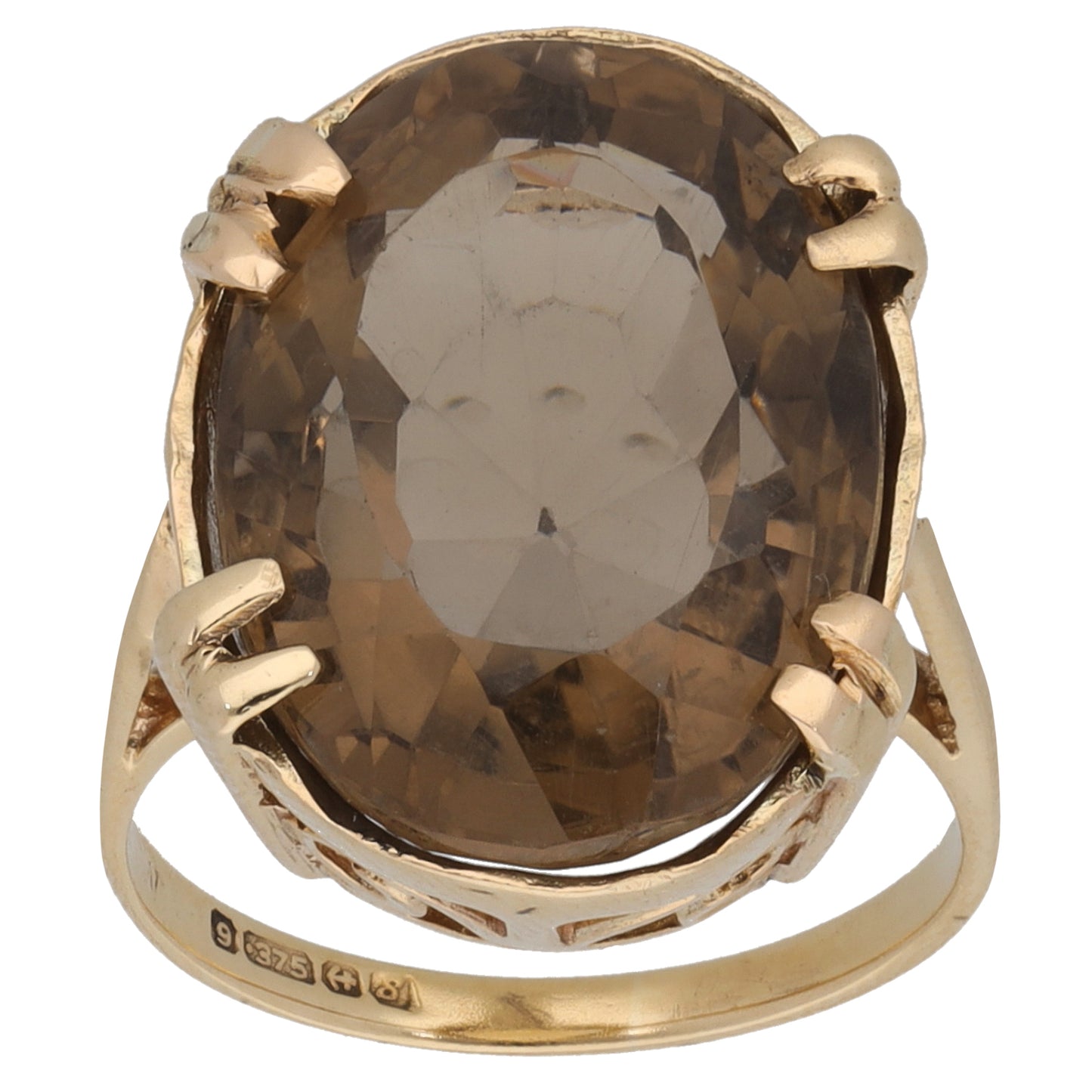 9ct Gold Smoky Quartz Single Stone Ring Size K