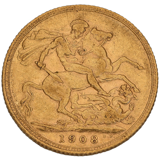 22ct Gold King Edward VII Full Sovereign Coin 1908