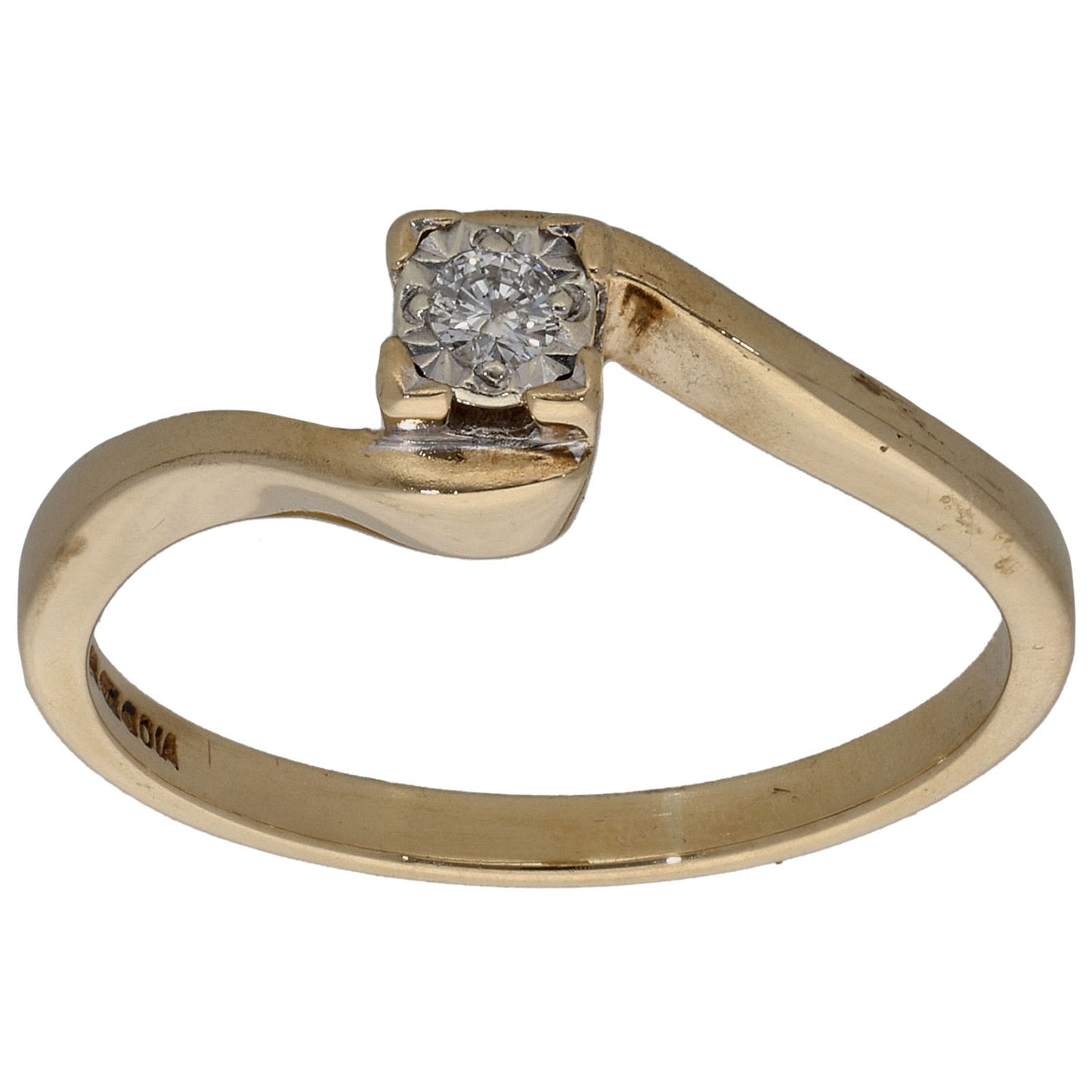 9ct Gold 0.05ct Diamond Solitaire Ring Size N