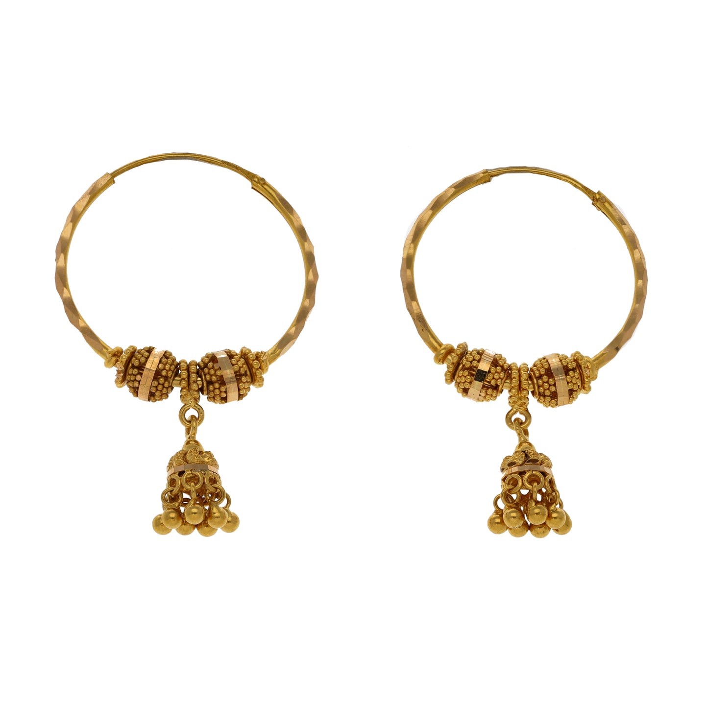 New 22ct Gold Drop Tassel Hoop Earrings