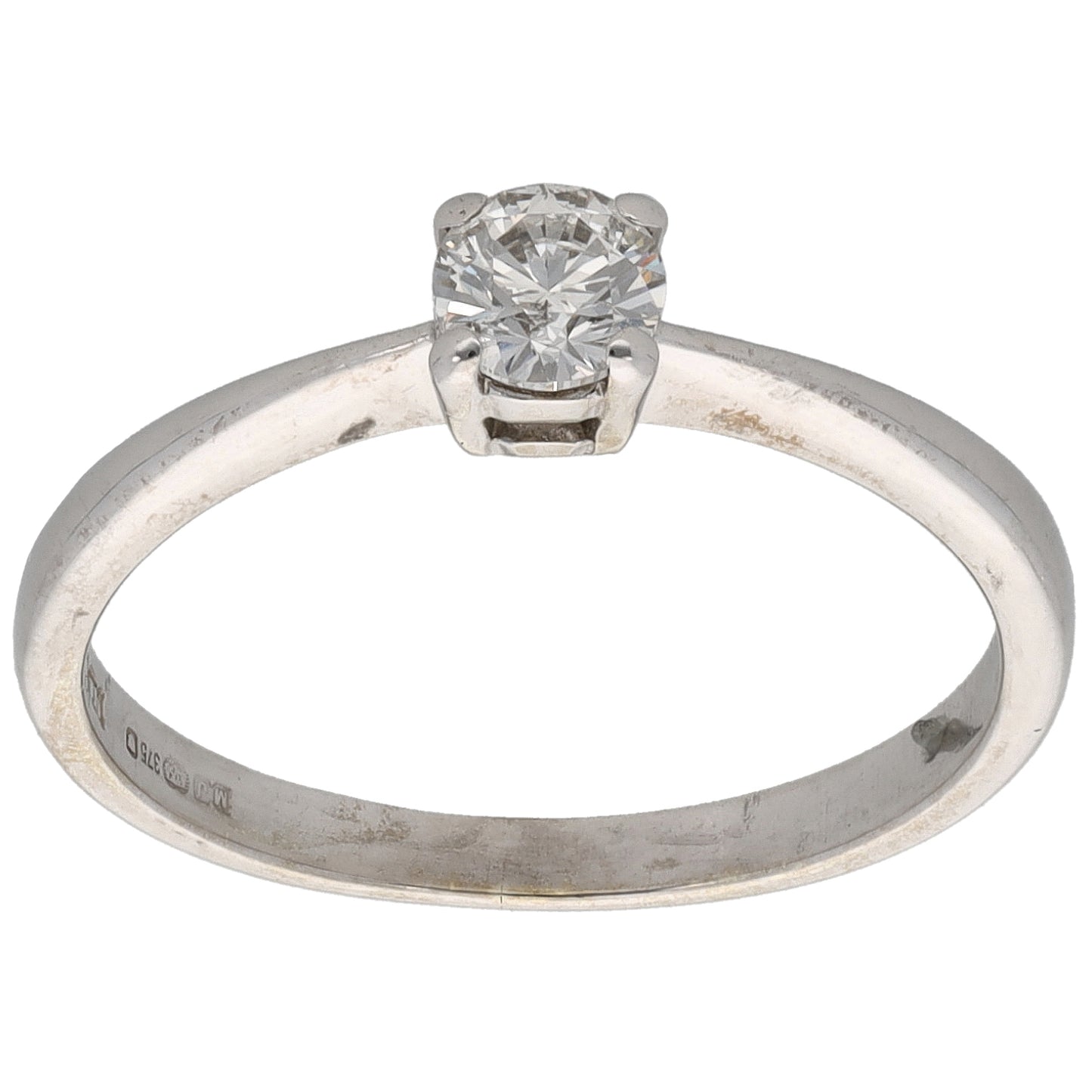 9ct White Gold 0.33ct Diamond Solitaire Ring Size N