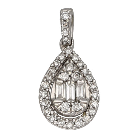 9ct White Gold 0.42ct Diamond Cluster Pendant