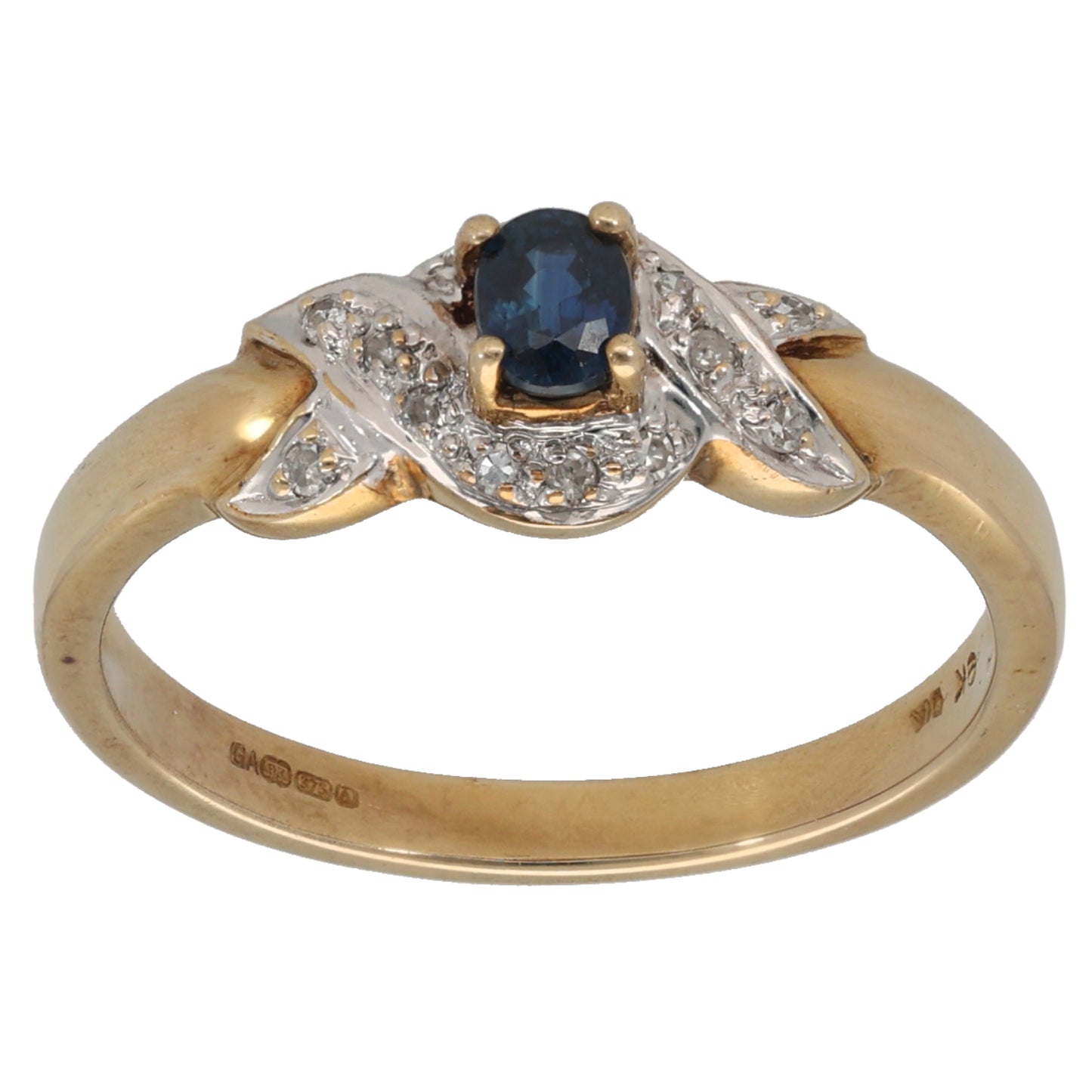 9ct Gold 0.14ct Diamond & Sapphire Dress/Cocktail Ring Size P