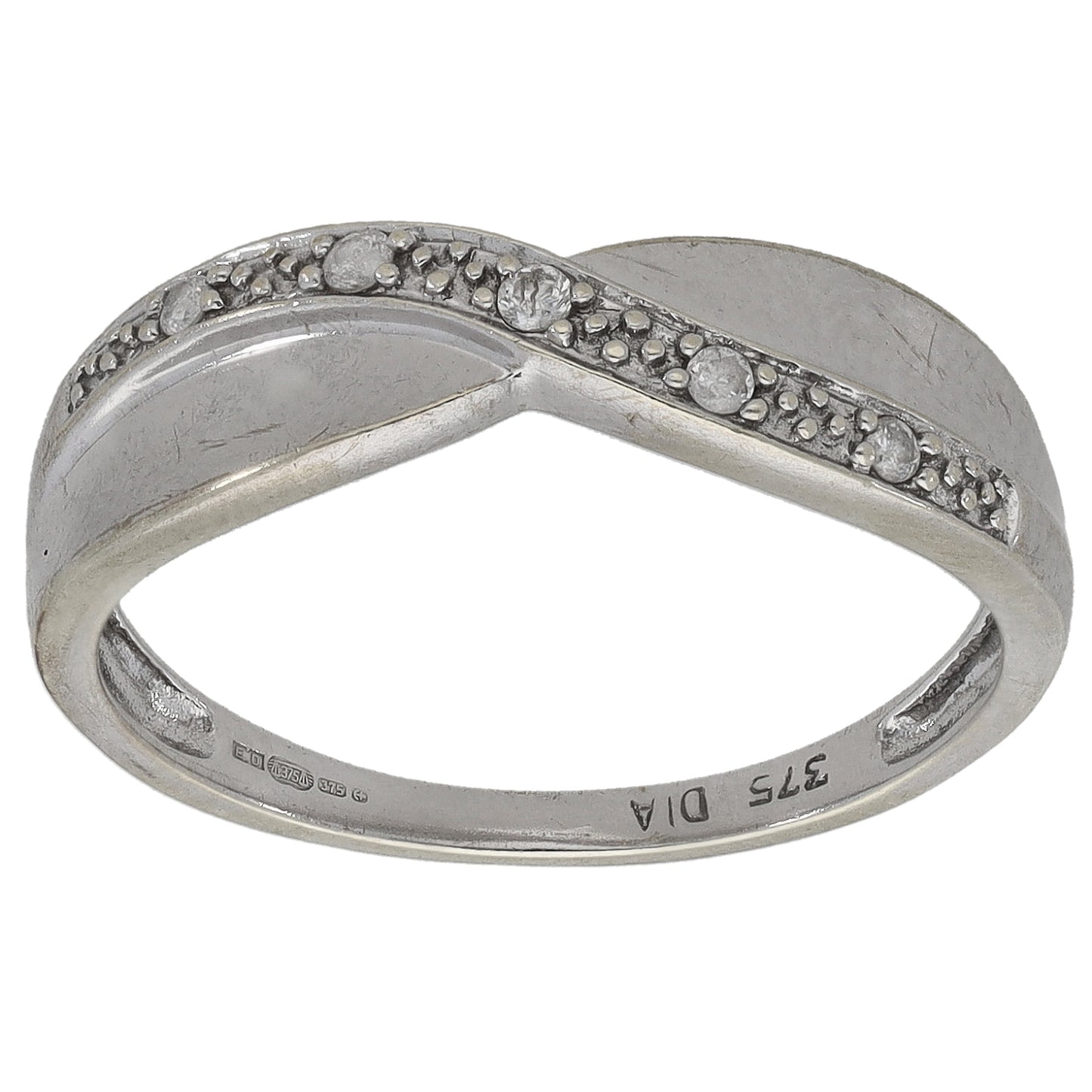 9ct White Gold 0.05ct Diamond Half Eternity Ring Size N
