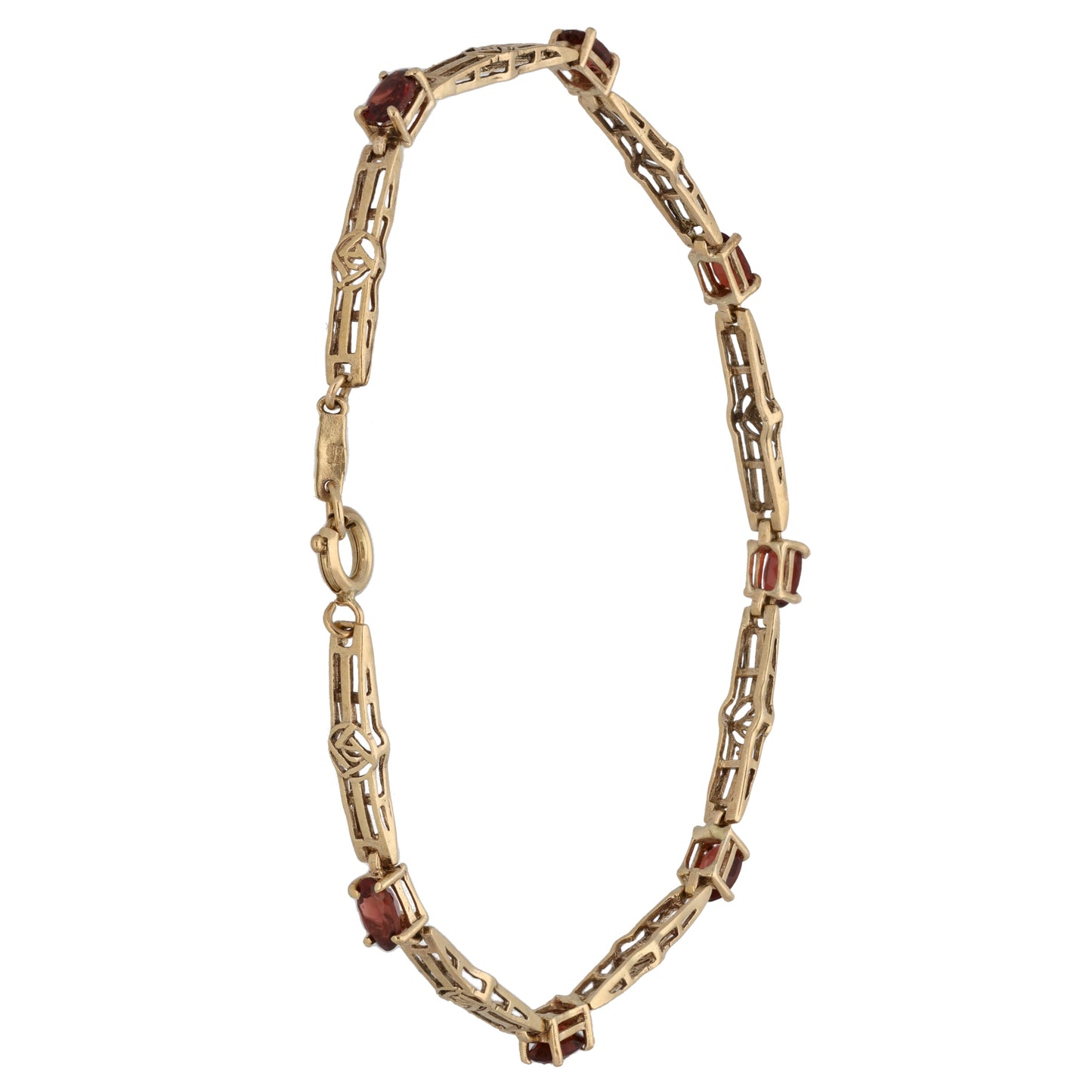 9ct Gold Garnet Fancy Stone Set Bracelet