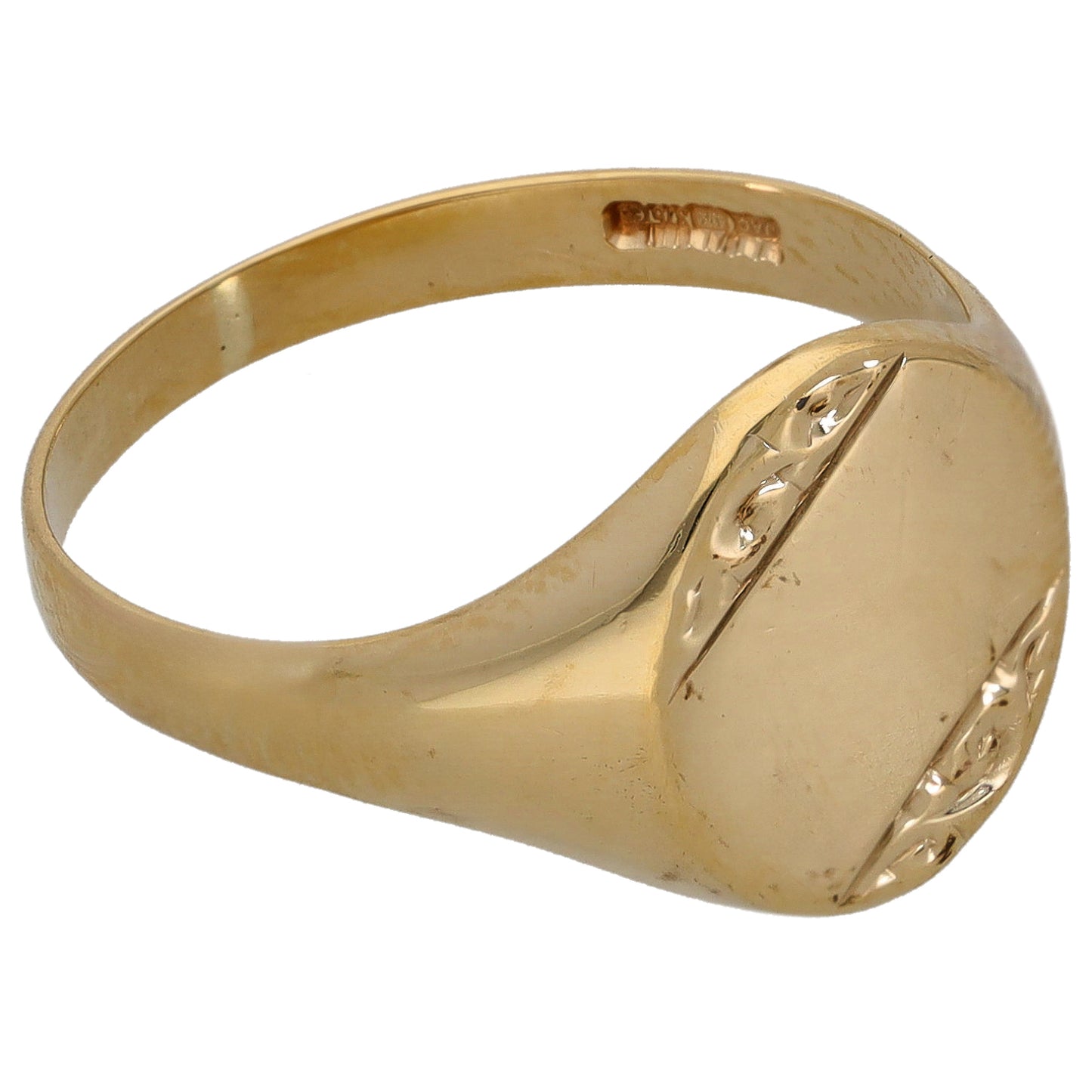 9ct Gold Patterned Signet Ring Size S