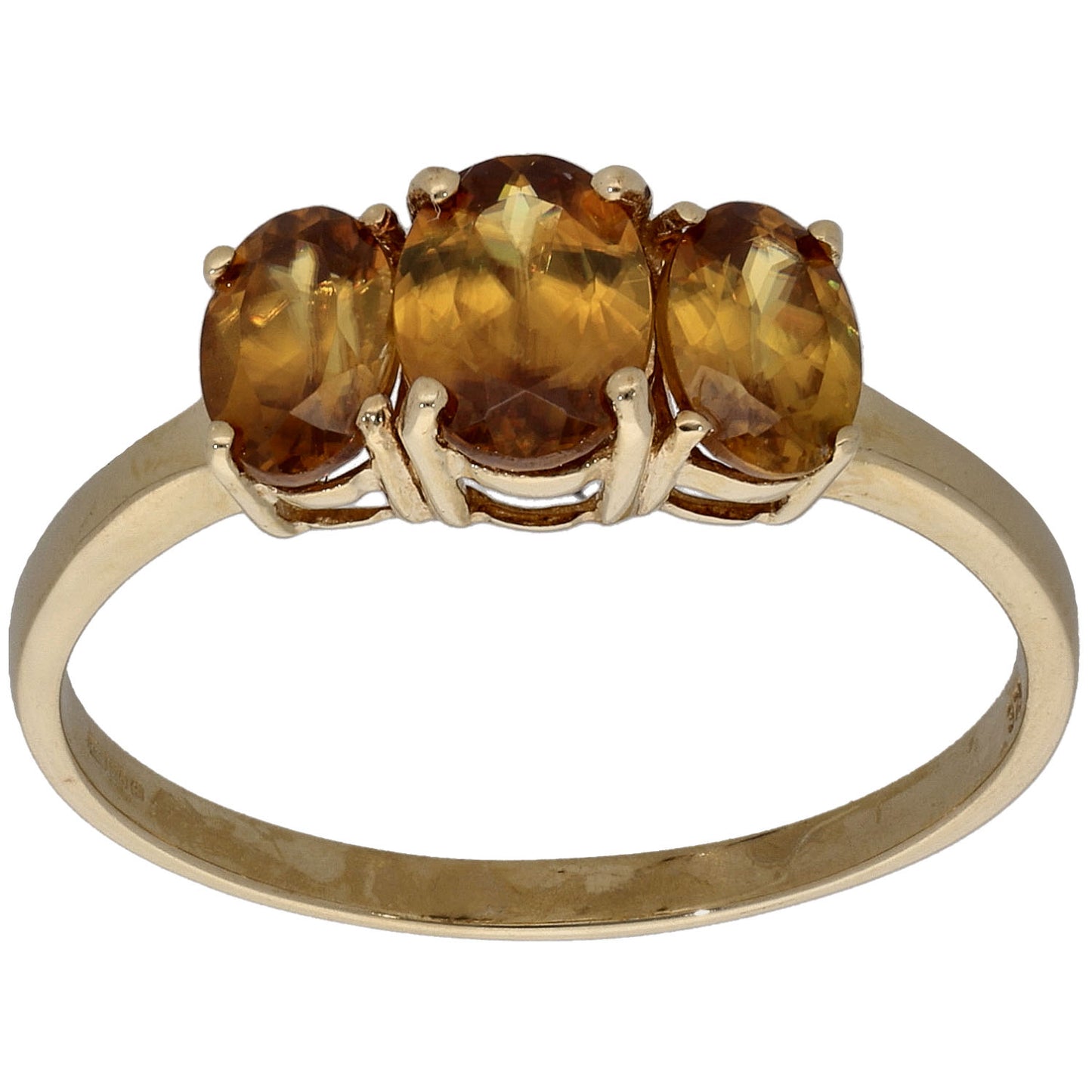 9ct Gold Zircon Three Stone Ring Size R