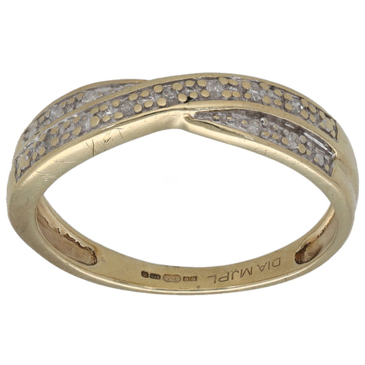 9ct Gold 0.055ct Diamond Half Eternity Ring Size M