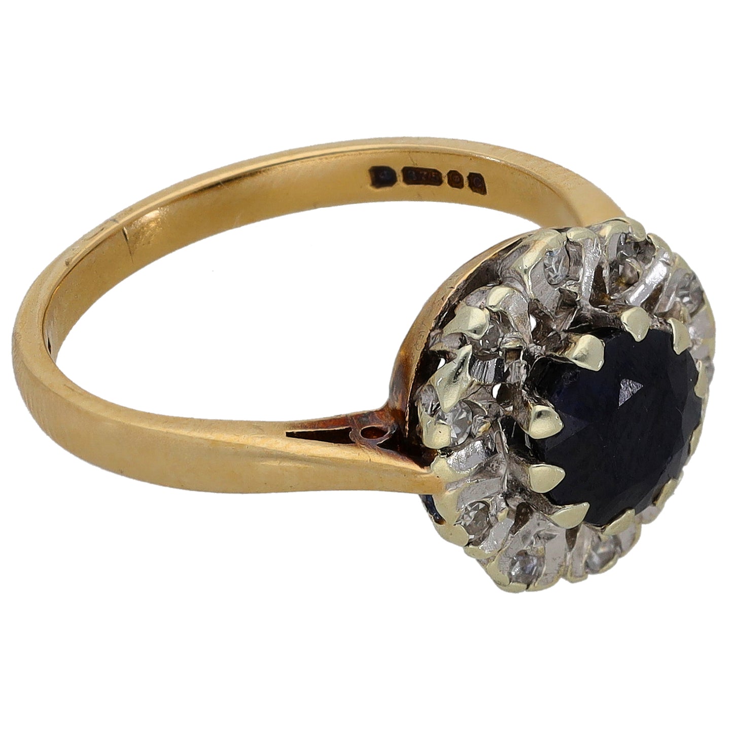 9ct Gold Sapphire & 0.05ct Diamond Dress/Cocktail Ring Size K