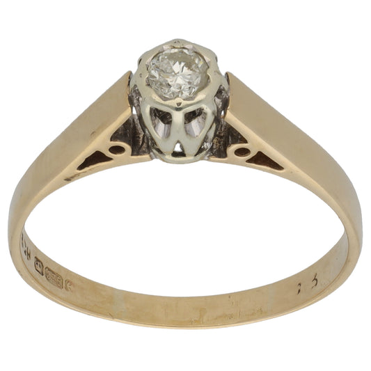 9ct Gold 0.15ct Diamond Solitaire Ring Size N
