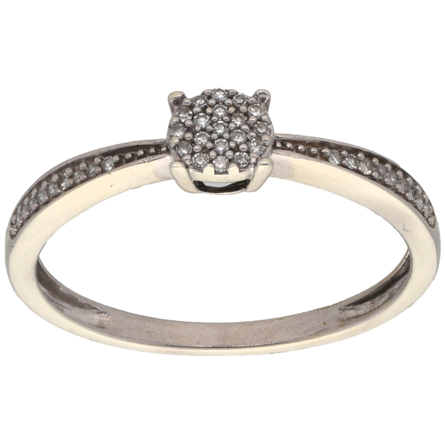 9ct White Gold 0.18ct Diamond Cluster Ring Size N
