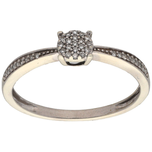 9ct White Gold 0.18ct Diamond Cluster Ring Size N