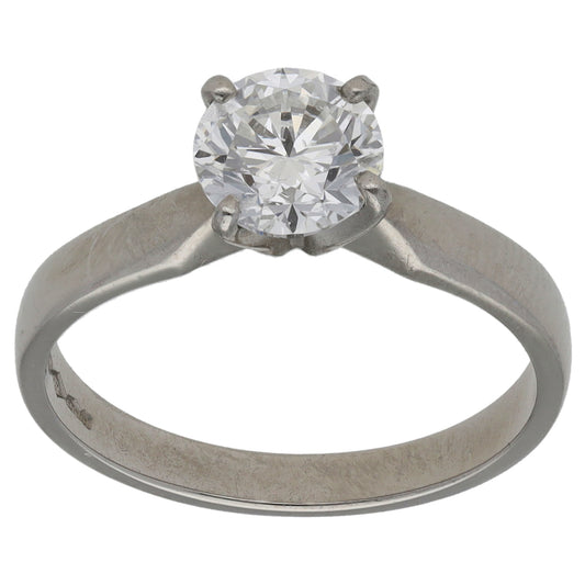 Platinum White Gold 0.90ct Diamond Solitaire Ring Size K