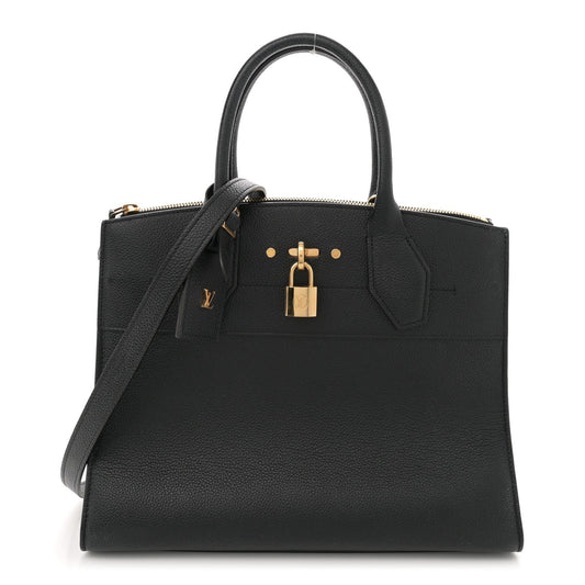 Louis Vuitton City Steamer Calfskin Leather Bag - Black
