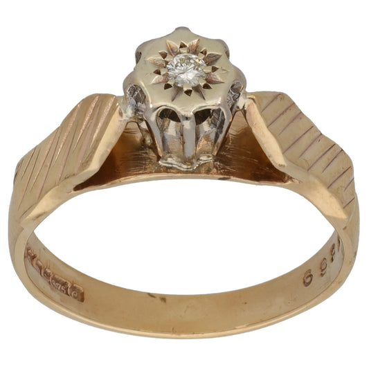 9ct Gold 0.03ct Diamond Solitaire Ring Size L
