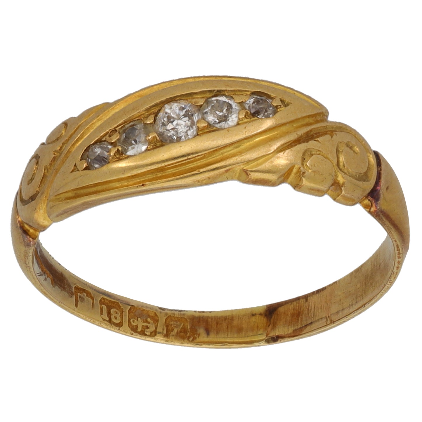 18ct Gold 0.13ct Diamond Dress/Cocktail Ring Antique & Vintage Size P